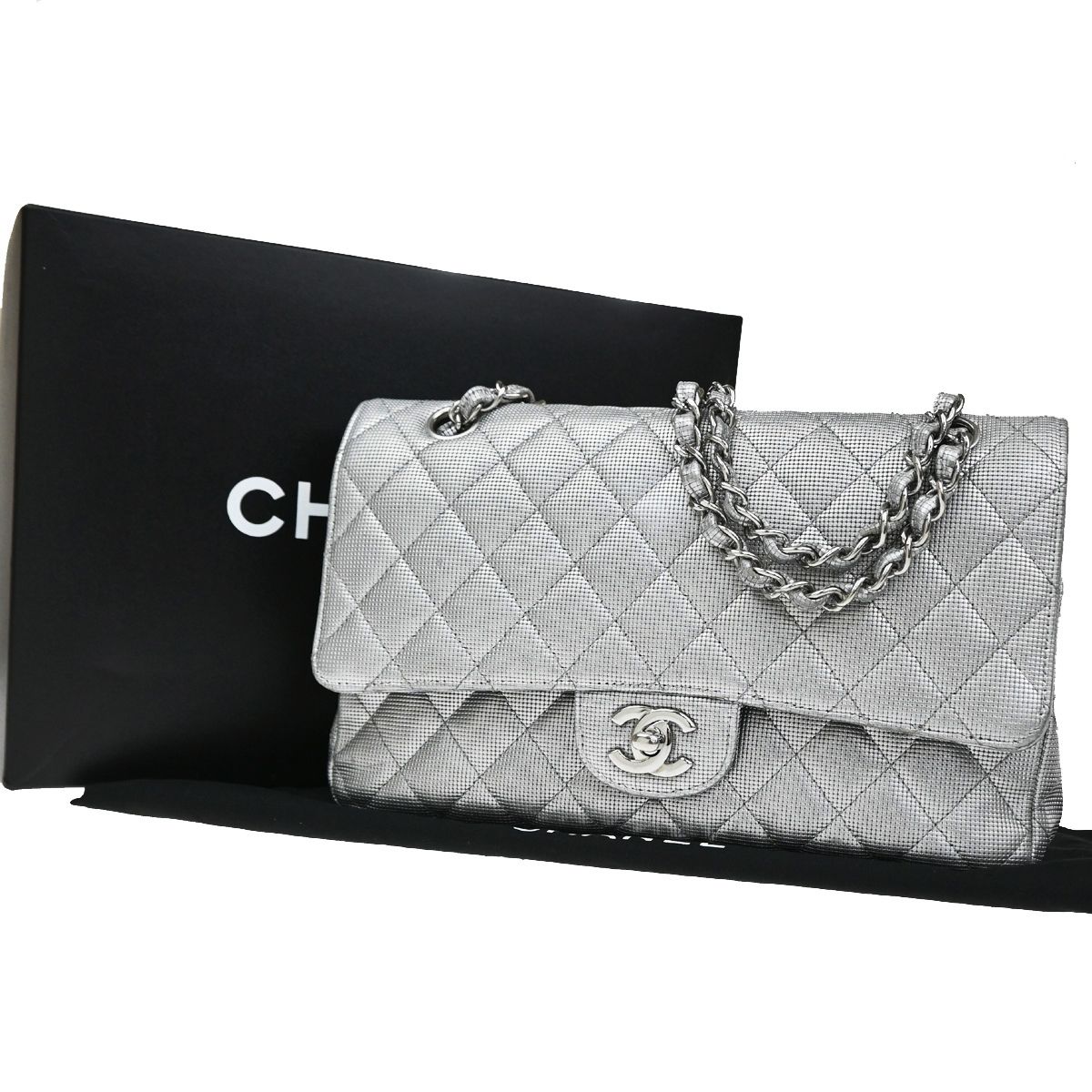 【中古】シャネル CHANEL CC マトラッセ 25 ダブル下げ翼 チェーン店ショルダーバッグ キルティング 画素なめし革 しろがね色金具 フランス共和国製125RQ055