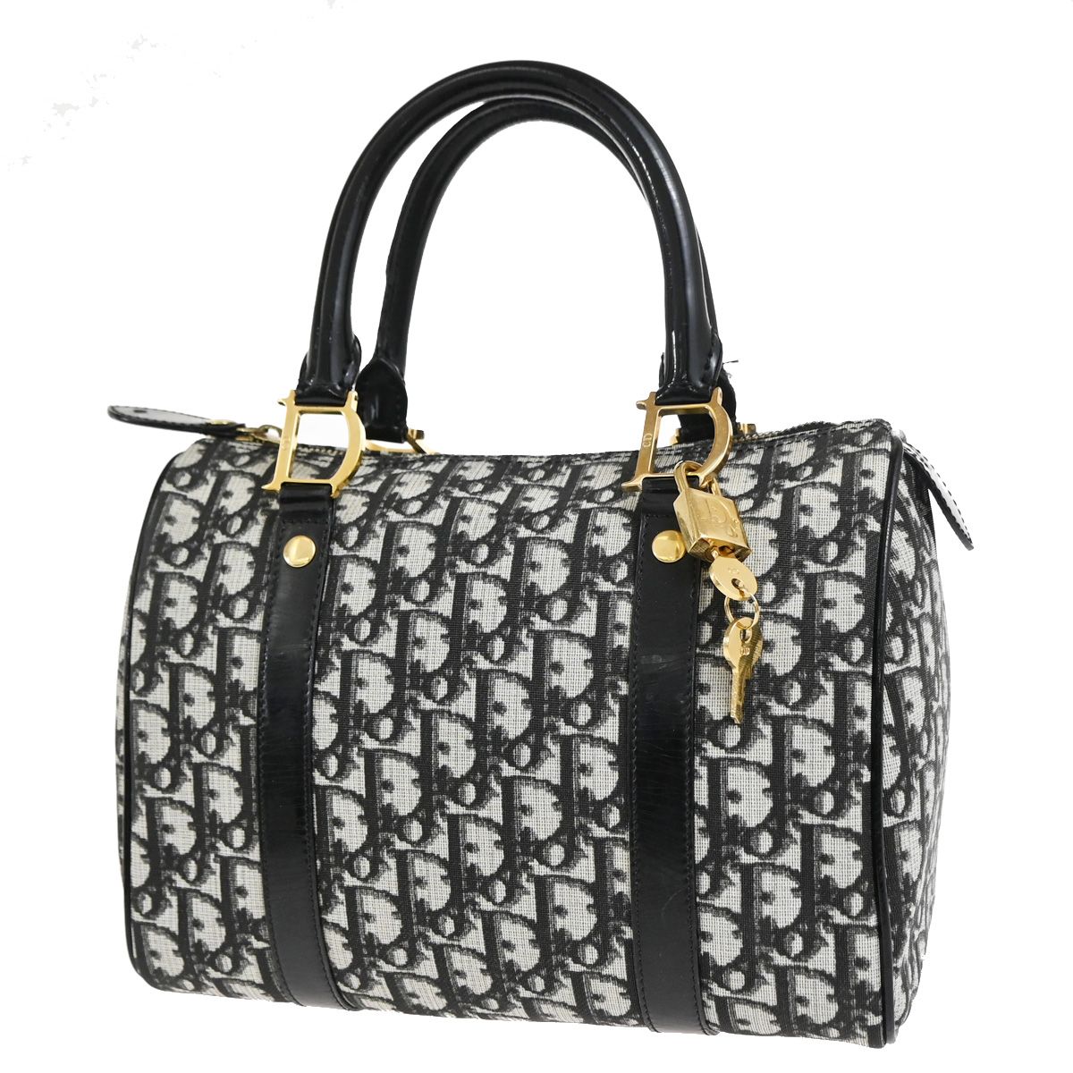 【中古】クリスチャン クリスチャンディオール CHRISTIAN DIOR  トロッター 行動様式 ハンドバック PVC 専売特許なめし革 黒いこと ゴールド金具 イタリア製 95RQ051