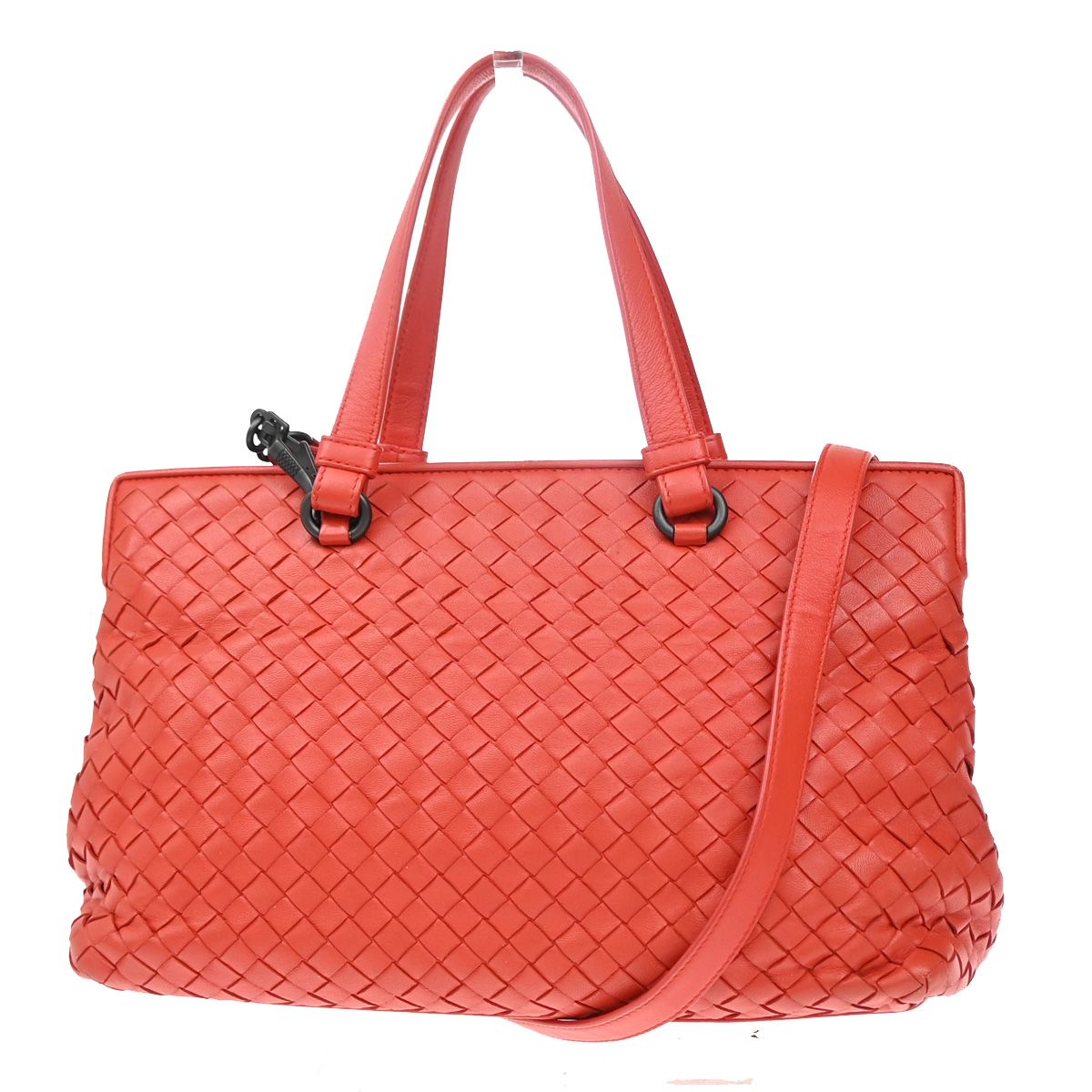 【中古】ボッテガ・ヴェネタ BOTTEGA VENETA ロゴタイプ イントレチャート 2WAY ショルダーバッグ なめし革 赤いこと イタリア製99MA144