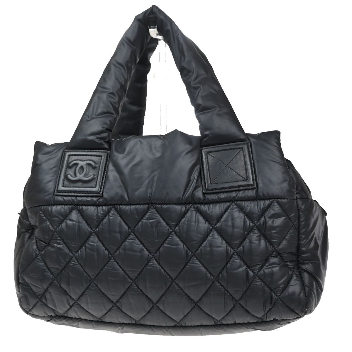 【中古】シャネル CHANEL CCロゴタイプ ココ コクーン トートバッグ ナイロンなめし革 黒いこと イタリア製28MA595