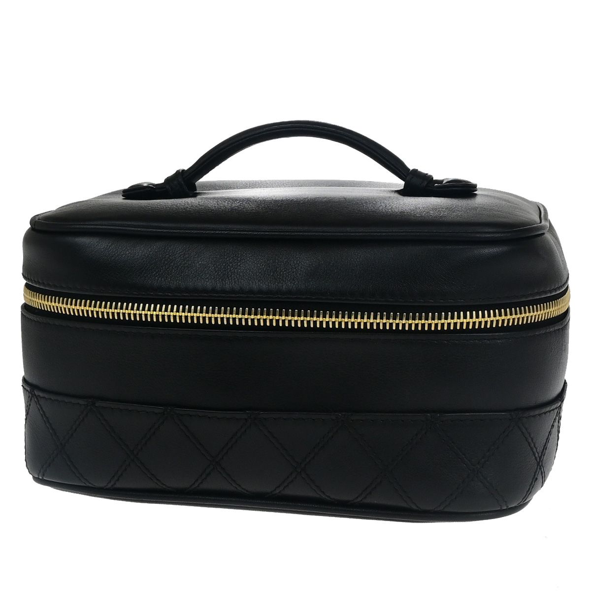 【中古】シャネル CHANEL CCロゴタイプ バイ色合い バニティ ハンドバック なめし革 黒いこと ゴールド金具 イタリア製77RK577