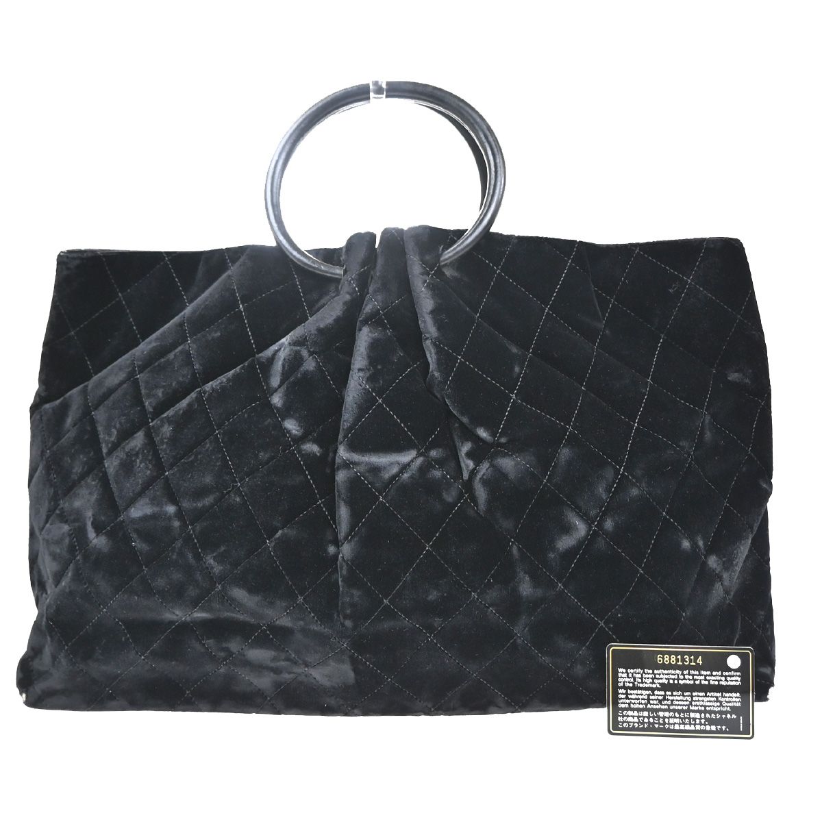 【中古】シャネル CHANEL CCロゴ サークルハンドル マトラッセ ショルダーバッグ ベロアレザー ブラック ゴールド金具 イタリア製12RP022｜ブーム