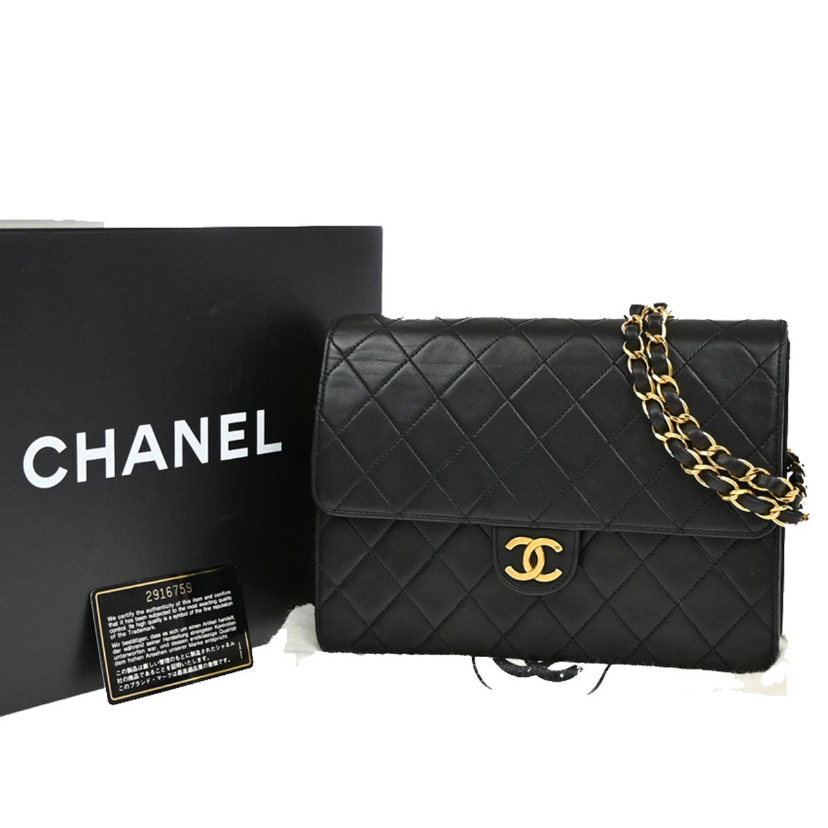 【中古】シャネル CHANEL CCCC マトラッセ チェーン店ショルダーバッグ なめし革 黒いこと ゴールド金具 フランス共和国製 ヴィンテージ330RF412