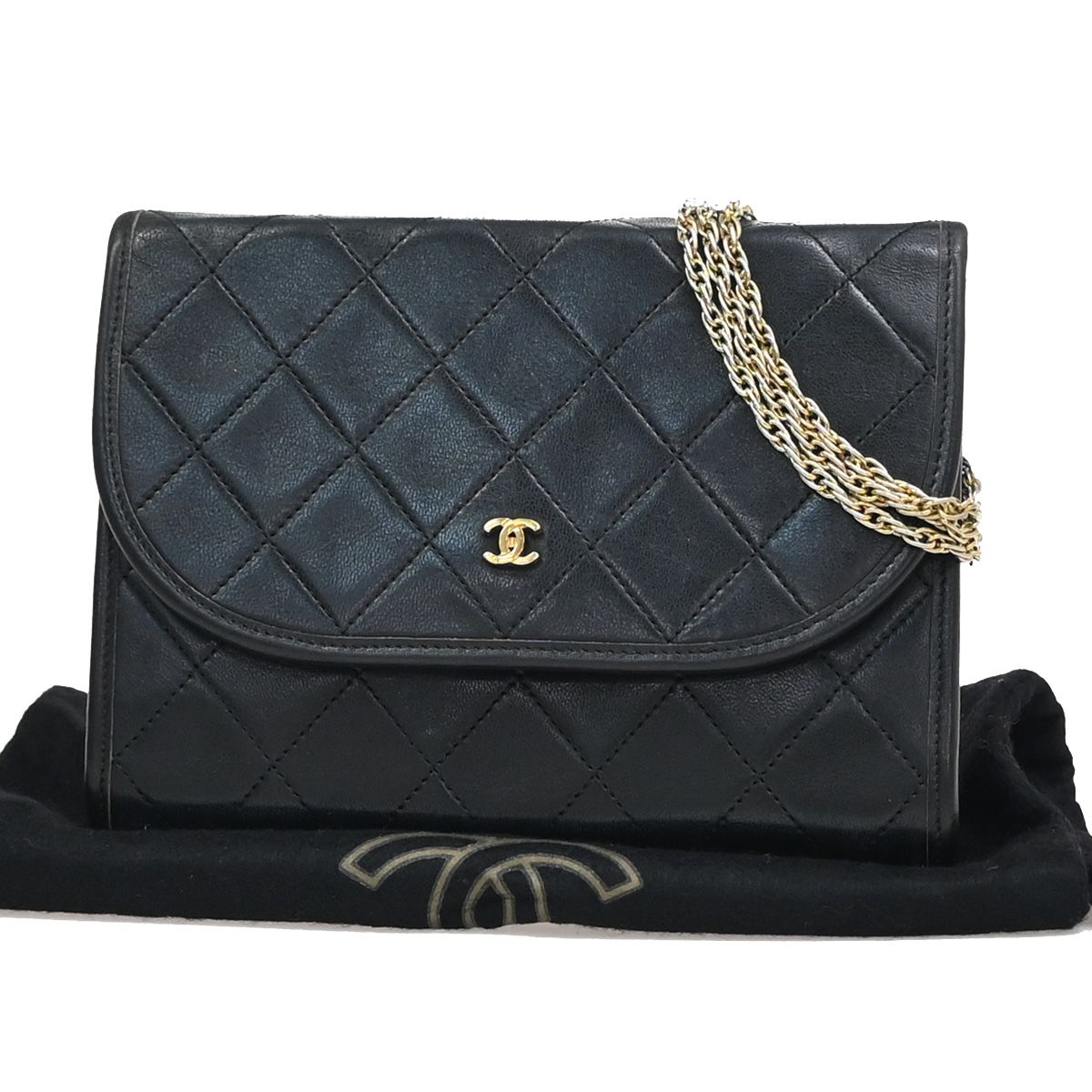 【中古】シャネル CHANEL CCロゴタイプ ミニ マトラッセ チェーン店ショルダーバッグ なめし革 黒いこと ゴールド金具 フランス共和国製667RF904