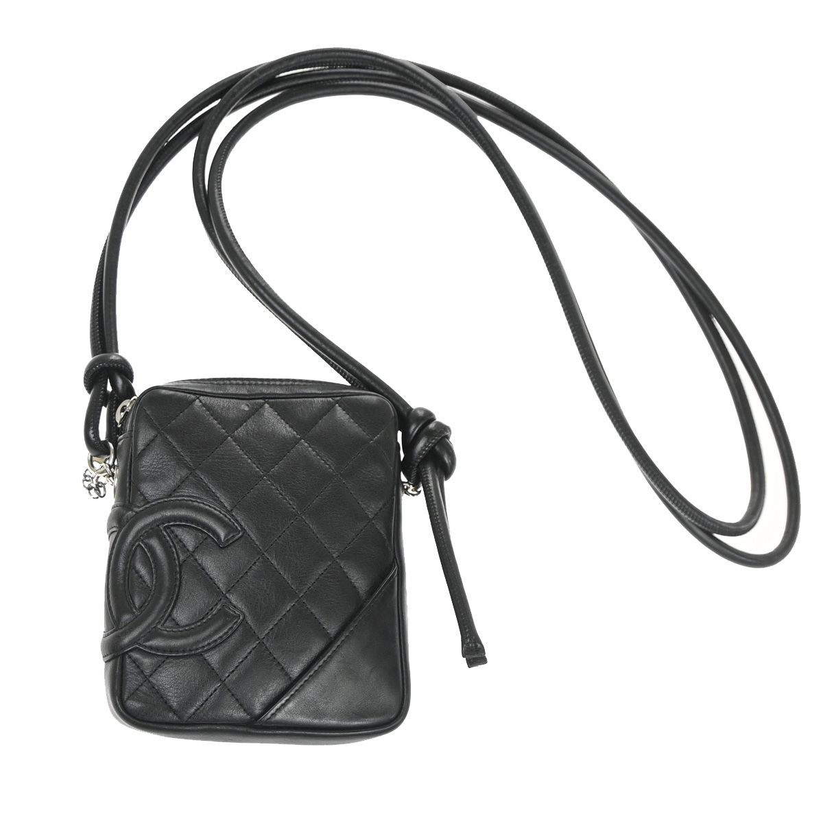 【中古】シャネル CHANEL CCロゴタイプ カンボン マトラッセ ミニショルダーバッグ なめし革 黒いこと しろがね色金具 イタリア製661RL931