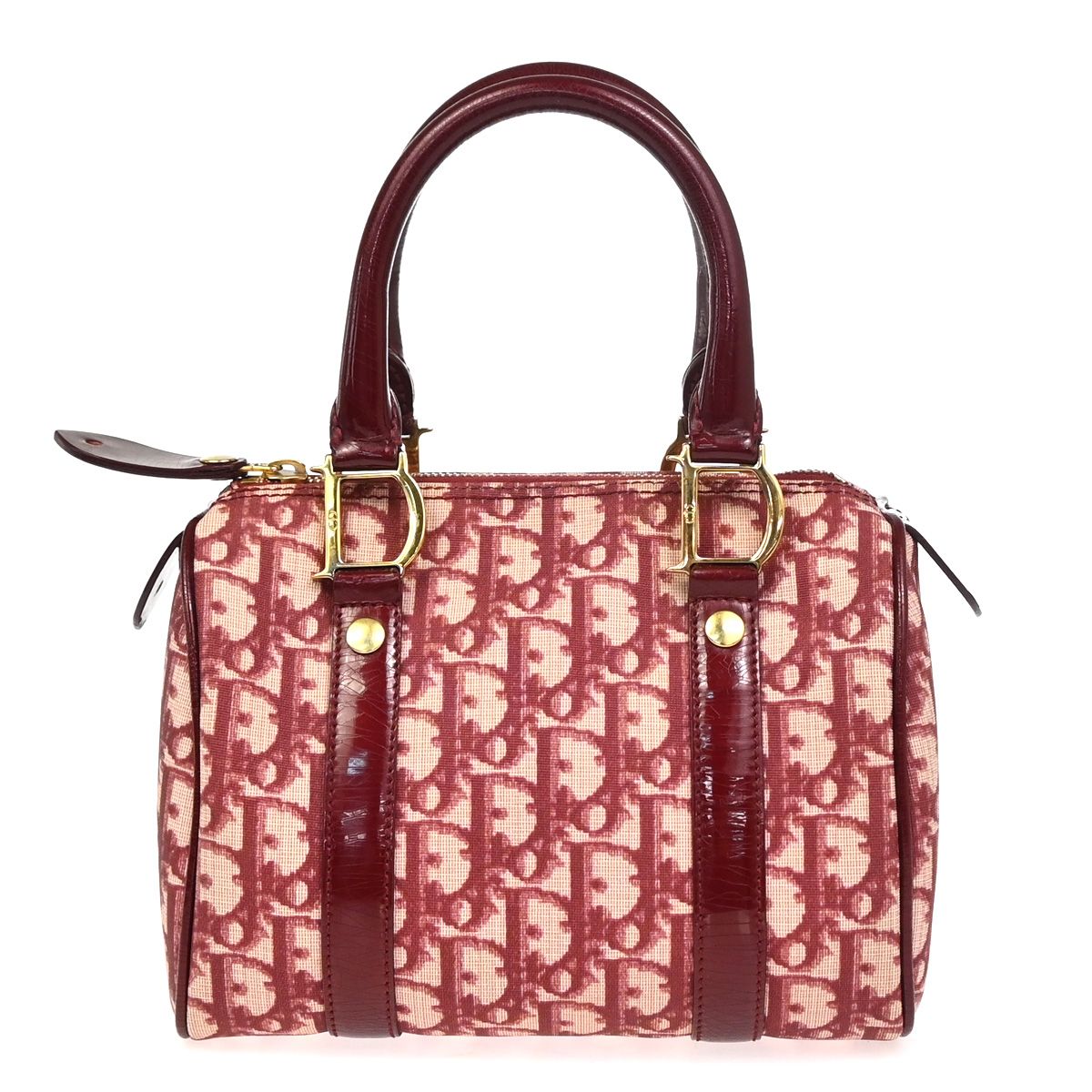 【中古】クリスチャン クリスチャンディオール CHRISTIAN DIOR ロゴタイプ トロッター 行動様式 ハンドバック PVC 専売特許なめし革 赤いこと バーガンディ ゴールド金具 イタリア製51YH875
