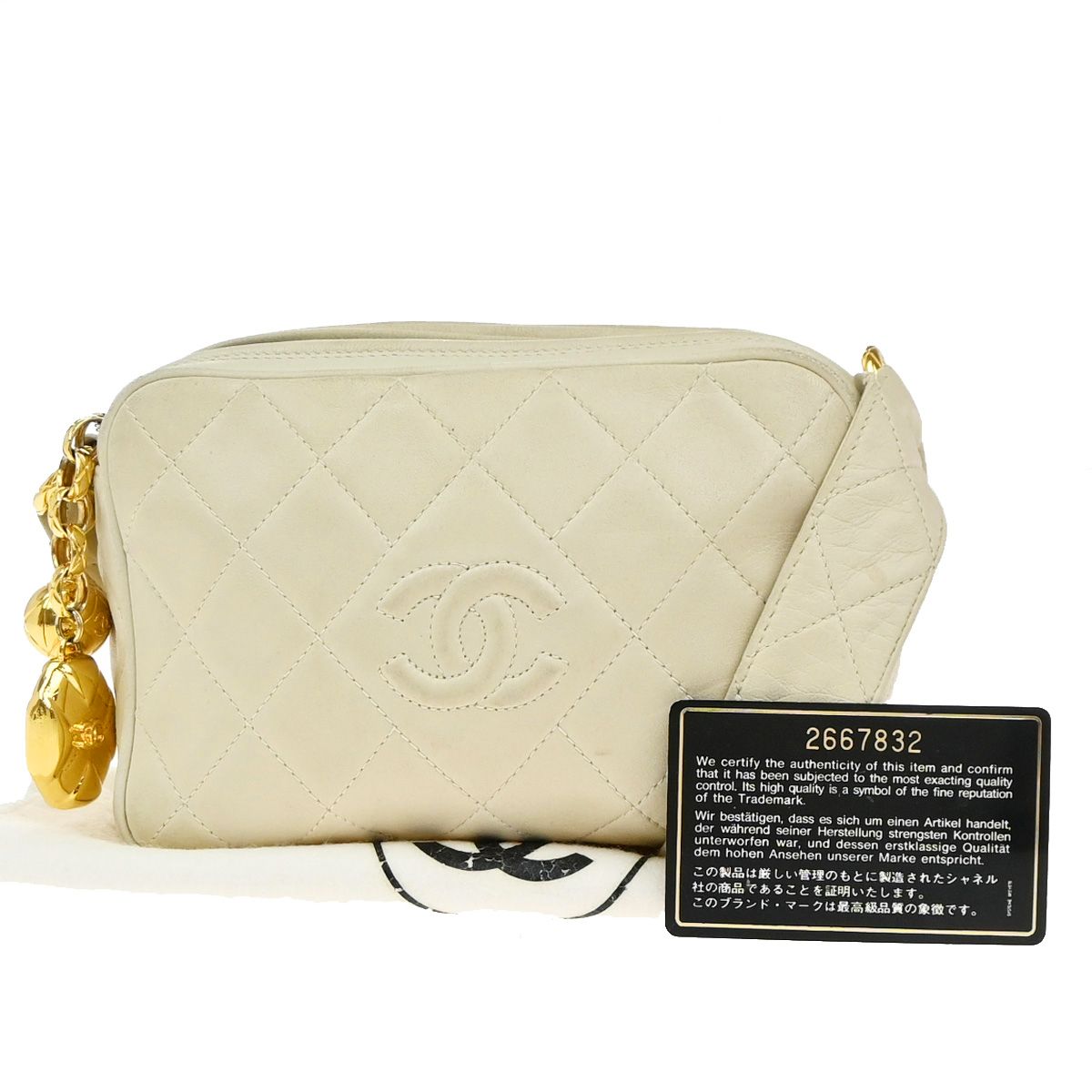 【中古】シャネル CHANEL CCロゴタイプ マトラッセ チェーン店 ミニショルダーバッグ なめし革 白いこと ゴールド金具 ヴィンテージ59RP109