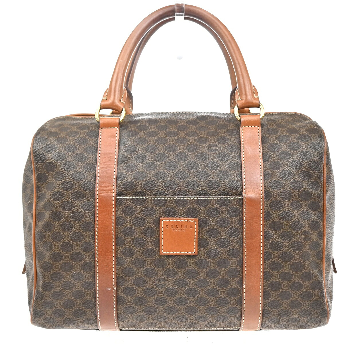CELINE セリーヌ マカダム ハンドバッグ ブラウン レザー 69KC201｜ブーム