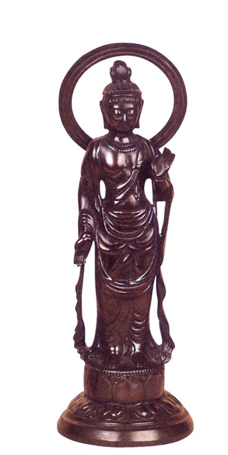 仏像■　聖観音像　■青銅製　古手色【高岡銅器】