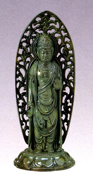 ★☆ 高岡銅器　銅製　仏像 おはぐろ色　聖観世音菩薩像　高村光雲作　高村光雲筆（写し）題字入り桐箱　限定380体