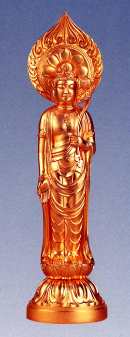 仏像■　聖観音菩薩　純金メッキ仕上　23■合金製　紙箱入【高岡銅器】 16,349円