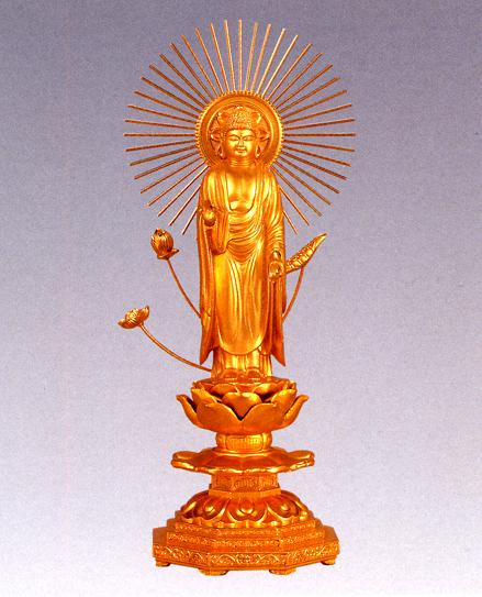 仏像■　阿弥陀如来　お東用御本尊　純金メッキ　20■合金製　【高岡銅器】