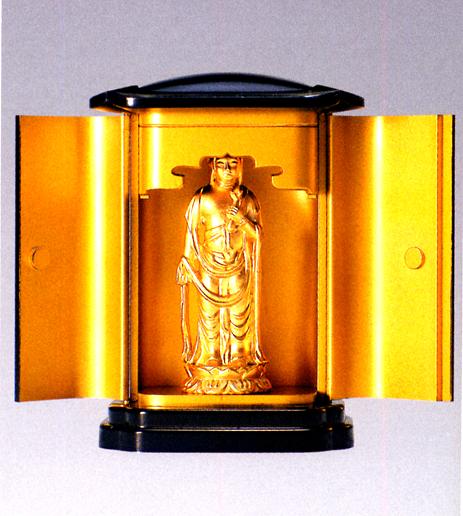 【セール中・新品】 厨子付き聖観音菩薩　合金製金メッキ　総高さ約9.5㎝ 楽天市場】厨子付き聖観音菩薩 合金製 9.7cm【牧田秀雲作】 高さ