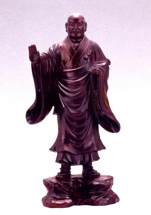仏像■　日蓮上人　茶色　24■合金製　【高岡銅器】