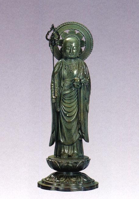 仏教美術 古銅青銅 水子地蔵尊 仏像 箱付 C 6038 - 金属工芸