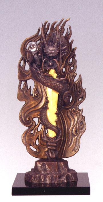 銅製龍剣像 倶利伽羅不動（1尺） 青銅色 ブロンズ像 yz007-4.jpg