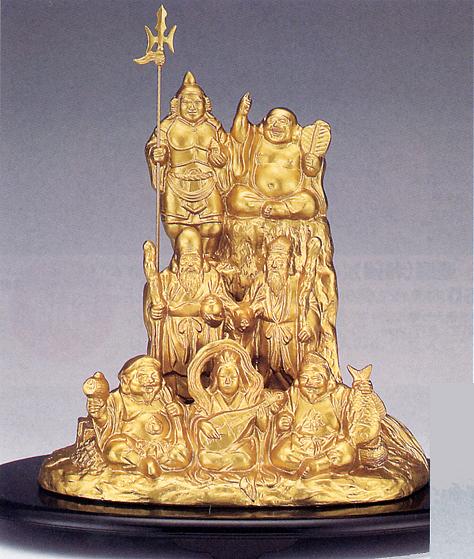 七福神　ガラスケース入り 楽天市場】仏像 七福神□ 七福神 ガラスケース入り □合金製 純