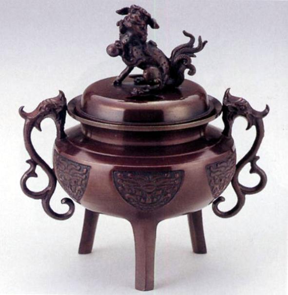 香炉・香立て■　大和型　獅子蓋（小）　■瑞峰作　銅製　桐箱入【高岡銅器】
