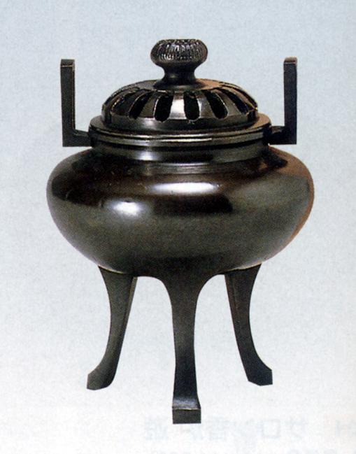 香炉・香立て■　香炉　利久長足　■青銅(ブロンズ)製　桐箱入り【高岡銅器】