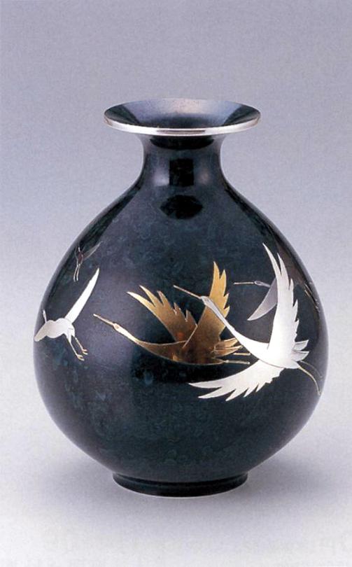 楽天市場】花瓶 螺鈿 (らでん）桜 高岡銅器 螺鈿細工 銅製花瓶縁起物