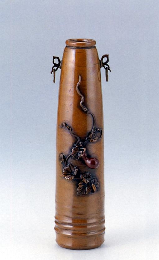蝋型青銅製 瓢箪型 一輪挿し 花器 花瓶 二上元威 作 楽天市場】花器・花瓶□ 花器 瓢箪型(一輪挿し) □二上元威作 蝋