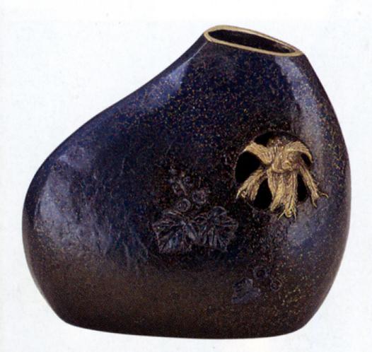 花器・花瓶■　鳳の風（鳳凰）　■大森孝志作　青銅(ブロンズ)製　紙箱入り【高岡銅器】｜仏具徳