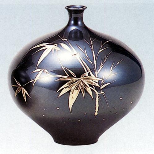 花器・花瓶■　花瓶　みつぼ型(竹彫金)　■青銅(ブロンズ)製　桐箱入り【高岡銅器】｜仏具徳