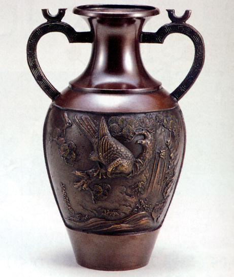 値下げ　花瓶　花器　達磨型(桐鳳凰)　坂田七太郎作　青銅(ブロンズ)製　 木箱付 楽天市場】花器・花瓶□ 花器 達磨型(桐鳳凰) □坂田七太郎作