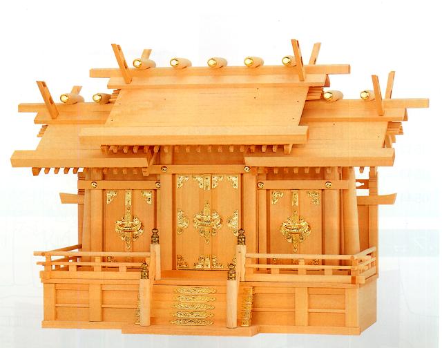 お宮 神棚 お寺さま■御前上等本神明大屋根くい違い三社 小■尾州檜【日本製】