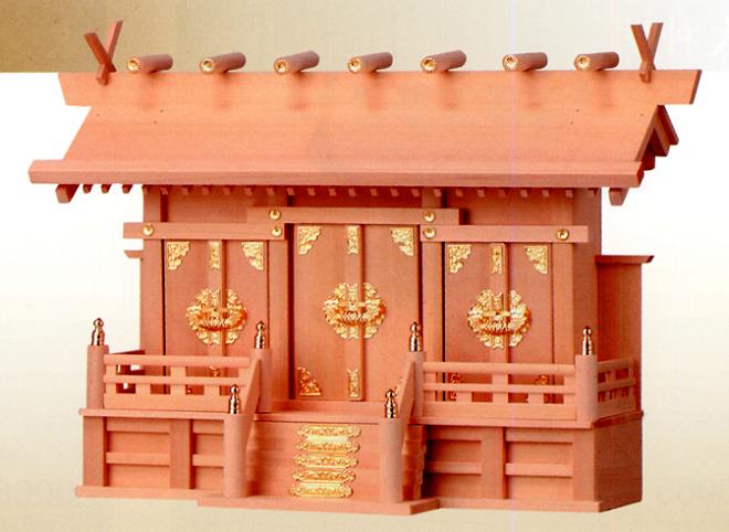 お宮 神棚 お寺さま■ 檜製 通し大屋根三社 小 ■檜製お寺さま【日本製】
