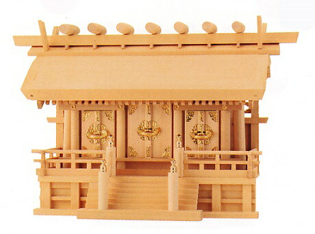 お宮 神棚 お寺さま■ 横通し三社厚大屋根（みす付） 金具 １．８尺 ■尾州檜【日本製】
