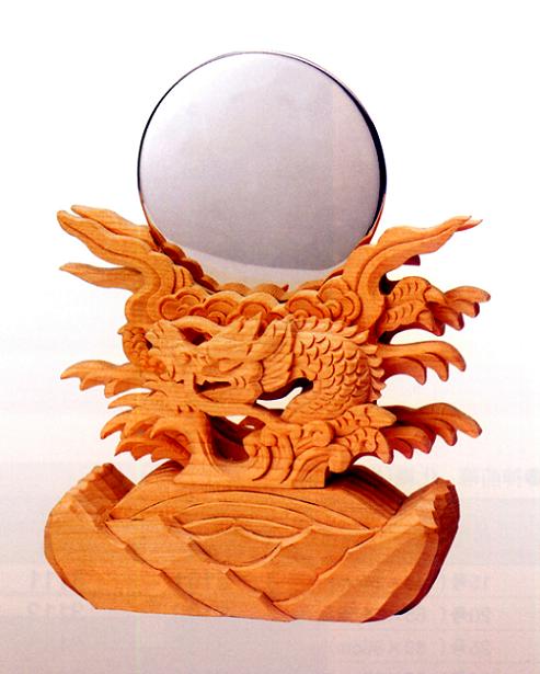 欅材【極上神鏡】2.0寸・龍彫り●○ 家具調 極上龍彫り神鏡 2寸 神具｜神棚・神具 やまこう公式