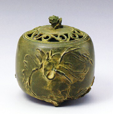 香炉・香立て■ 香炉 松鶴文 ■名取川雅司作 銅製 桐箱入