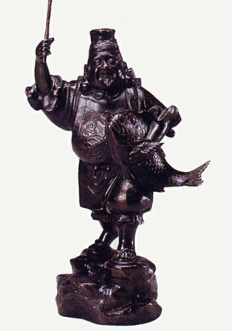 仏像　七福神■　恵比寿　■高村泰正作　証付■銅製　【高岡銅器】