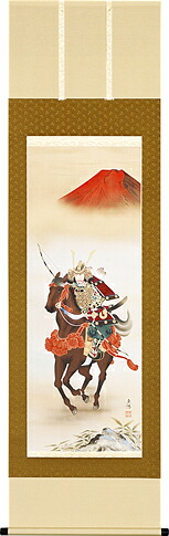 床の間掛軸【掛け軸 節句】■ 武者 ■河村東陽作 特殊工芸作品*尺五立*掛軸*桐箱収納|仏具徳