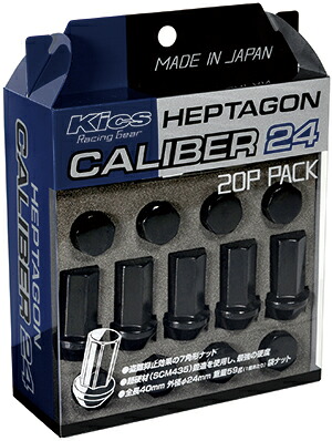 キョーエイ（KYO-EI) HEPTAGON キャリバー24 M12×P1.25 ブラック/40mm (ナット20個) [HPC03K]