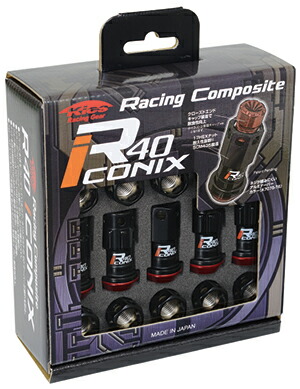 キョーエイ（KYO-EI) レーシングコンポジット R40 iCONIX(キャップレス) M12×P1.25 グロリアスブラック/ブラック (ナット20個)[受注生産商品]