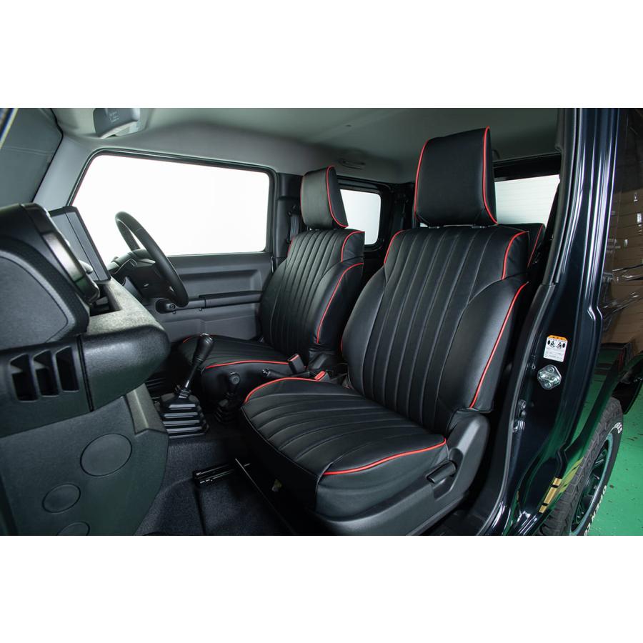 ショウワガレージ シートカバー ブラック フロントのみ レッドパイピング ジムニー JB64 / ジムニーシエラ JB74 1～4型用 ［I00147］【発送先限定商品】｜ブートスポット