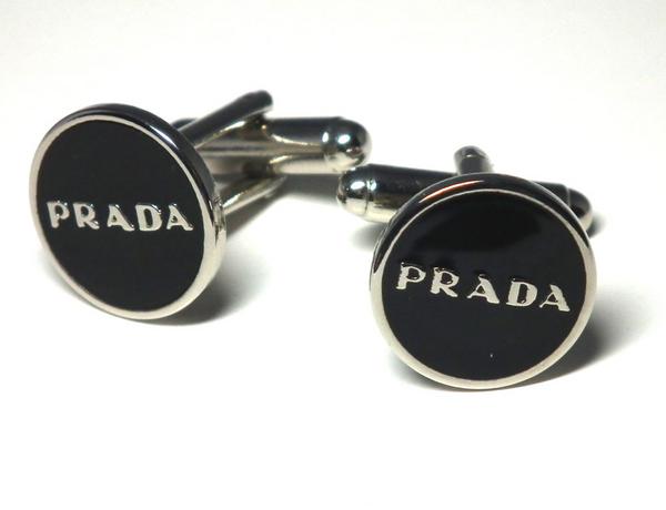 PRADA カフス/カフリンクス 丸型 真鍮製 クリーム