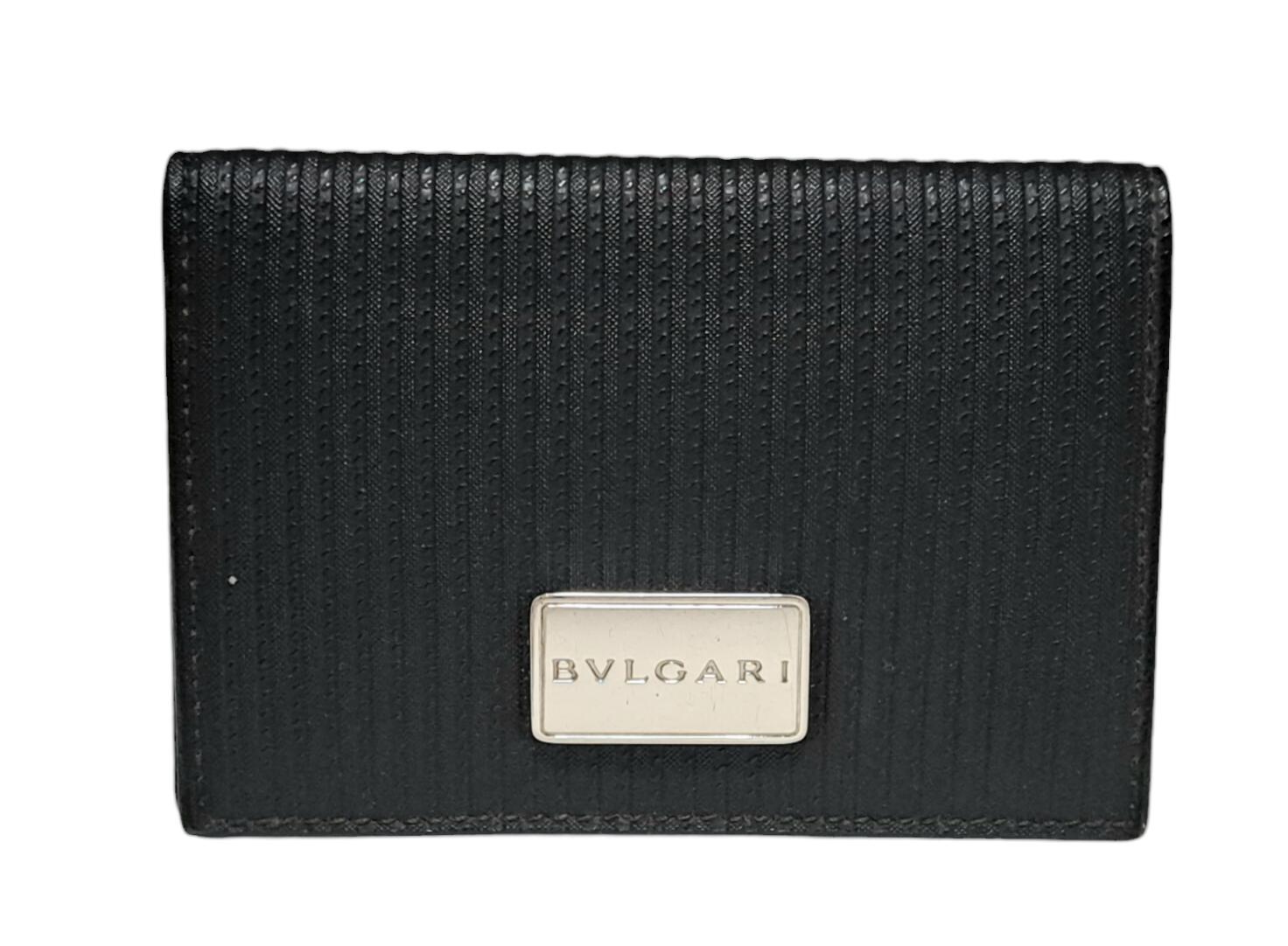 極美品 ＊ BVLGARI ブルガリ 型押しロゴ レザー 名刺入れ ブラック BVLGARI ブルガリ 名刺入れ メンズ ブルガリ・ブルガリ マン