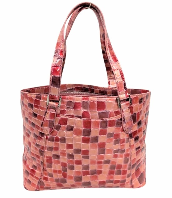 コッコフィオーレ トートバッグ ハンドバッグ ピンク COCCO FIORE パテントレザー レディース 【中古】