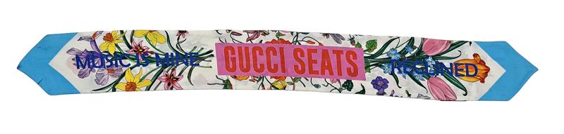 グッチ スカーフ ロゴ花柄 100周年 ネックボウ シルク 100％ ＧＵＣＣＩ レディース リボンスカーフ ヘアバンド 【中古】