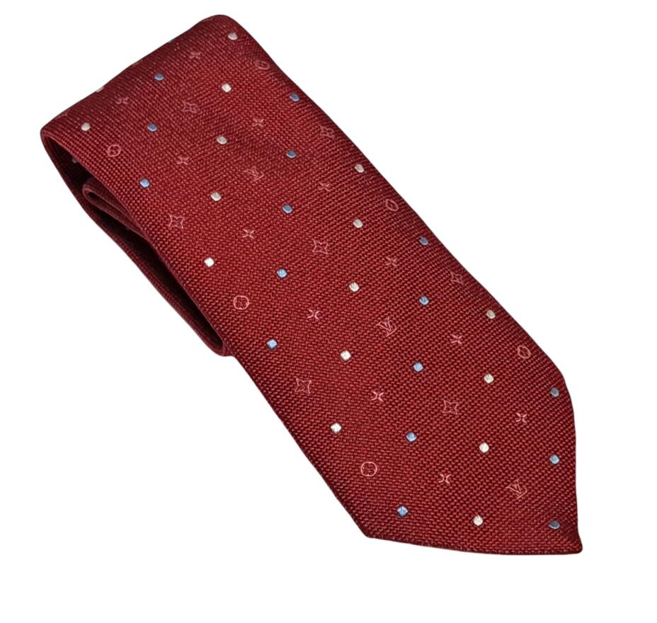 【新品同様】LOUIS VUITTON ルイヴィトン　ネクタイ　ブラウン　茶 LOUIS VUITTON ルイ・ヴィトン ネクタイ モノグラム柄 シルク100