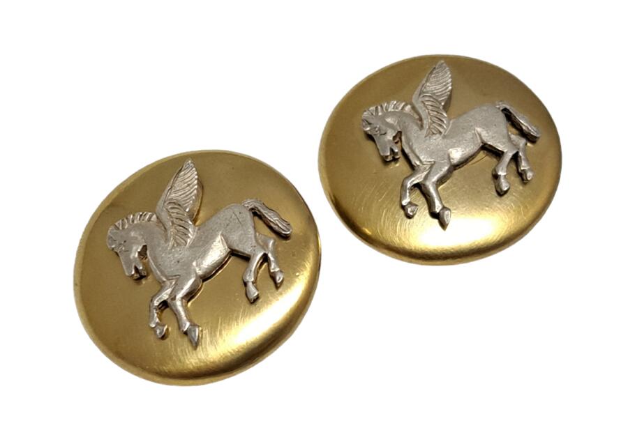 美品 エルメス イヤリング ペガサス 馬 ゴールド GP コンビ 耳飾り HERMES 【中古】
