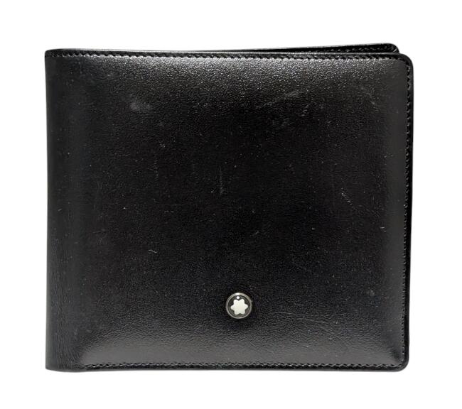 MONT BLANC 二つ折り財布 ブラック MONTBLANC（筆記具、時計） モンブラン 財布 二つ折り小銭入れ付