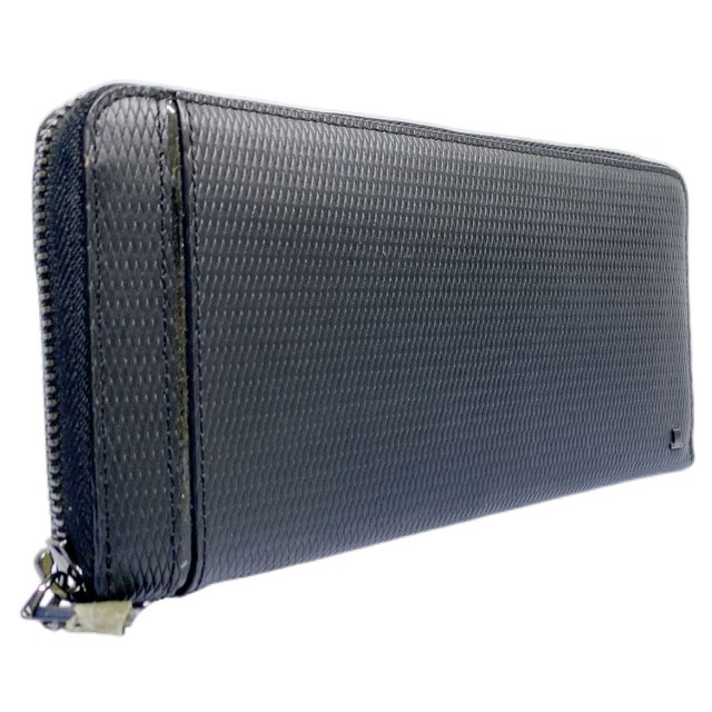 未使用 ランバン コレクション ラウンドファスナー長財布 ジッピー ラウンドファスナー 長財布 LANVIN COLLECTION ブラック 黒 財布 紳士用 型押しレザー 牛革【中古】
