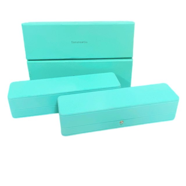 ティファニー ケース 化粧箱　ブレスレットケース　２点セット 2個 ネックレスケース ペンダントケース 空き箱 BOX ジュエリーケース TIFFANY ティファニーブルー ブルー ブレスレット用　ネックレス用 内箱　化粧箱　外箱　【中古】