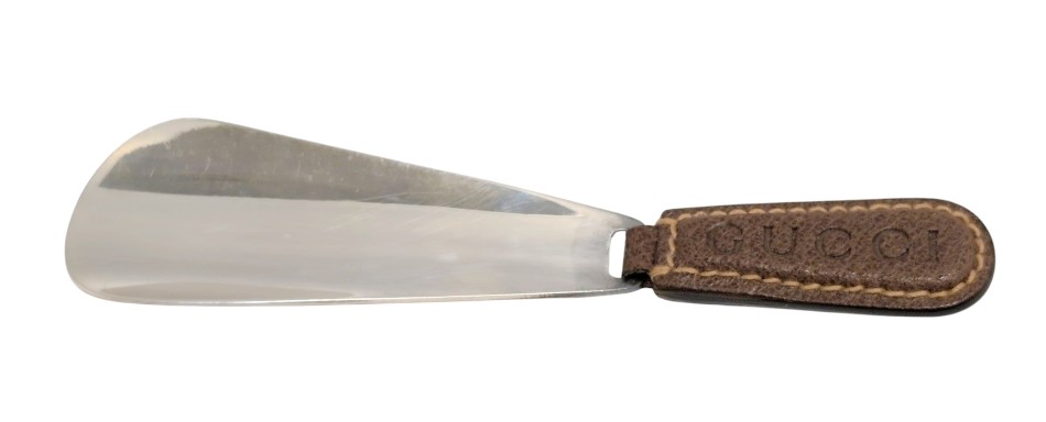 ヴィンテージ 年寄りのグッチ GUCCI グッチ 靴べら シュー唐人笛 なめし革 Vintage Shoe Horn Authentic 80年月日 80ｓ 【中古】