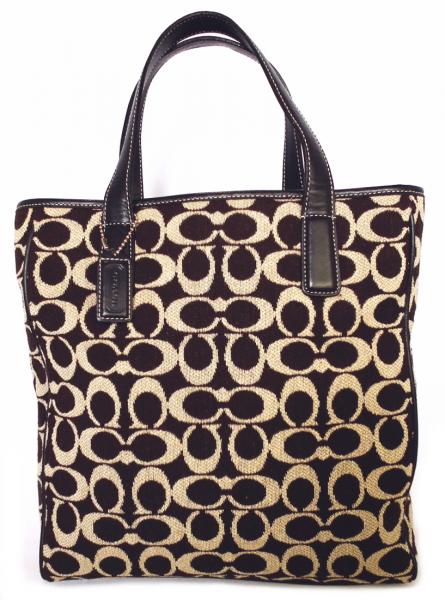 コーチ トートバッグ ウール シグネチャー ブラウン ８１３０ ハンドバッグ ダークブラウン ＣＯＡＣＨ【中古 楽天市場】コーチ トートバッグ ウール シグネチャー ブラウン