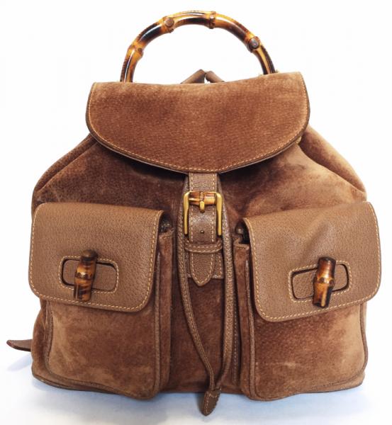 Gucci backpack leather bamboo Brown Brown backpack GUCCI suede men\u0027s women\u0027s